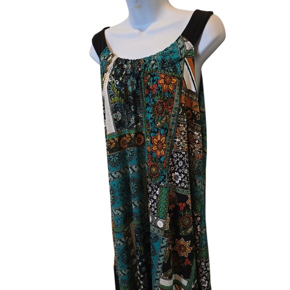 EnFocus Studio Women Long Colorful Dress Blue & Green Size 18W - Picture 3 of 12